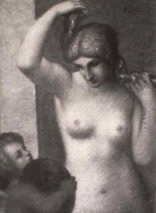 Frau Bei Der Toilette