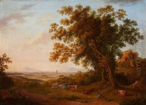 Italian Landscape With Cattle And Sleeping Shepherds