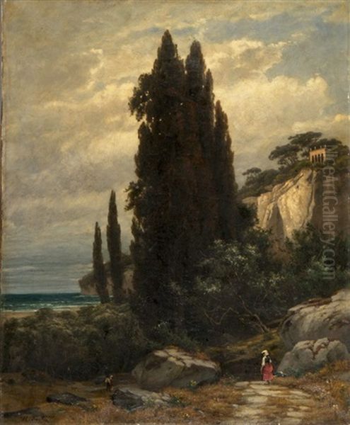 Spaziergangerin In Italienischer Campagna - view 1