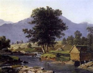 Partie Af Mieldalen I Hauge Praestegjeld I Solnedgang by Joachim Frich