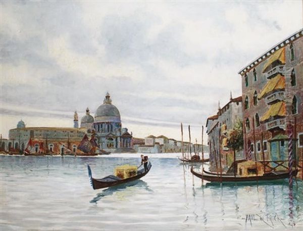 Venise, Gondole A L'entree Du Grand Canal - view 1