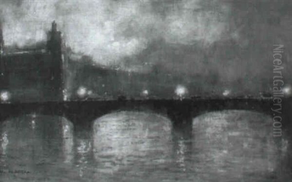 Abendlich Beleuchtete Seinebrucke - view 1