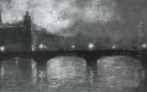 Abendlich Beleuchtete Seinebrucke by Paul De Frick