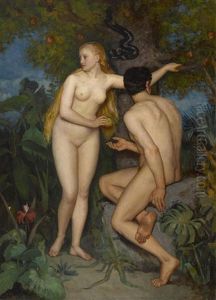 Adam And Eve In The Garden Of Eden by Carl Ludvig Frid