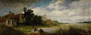 Zwei Fischer Am See by Franz Friedbichler