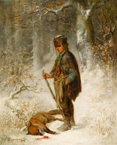 Hunter With Fox by Wilhelm Friedenberg