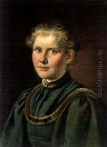 Portrait Eines Madchens In Nerzverbramten Kleid by Wilhelm Friedenberg