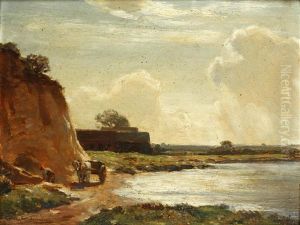Horse Pulling A Cart By The Coast; And An Estuary (a Pair)