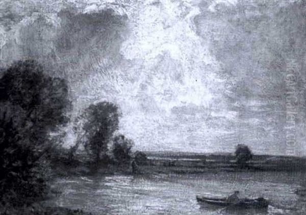 River Scene With Fishermen - view 1