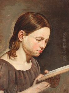 Portrait Of A Reading Girl by Julius Friedlaender