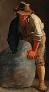 A Roman Man Standing By A Rock