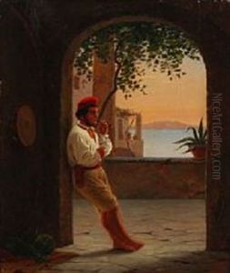 A Neapolitan Fruitseller In A Loggia