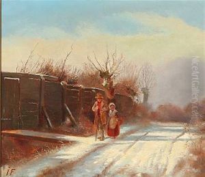 Winter Day With An Old Couple by Julius Friedlaender