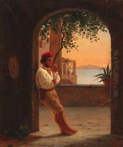 En Neapolitansk Frugtsaelger I En Loggia
