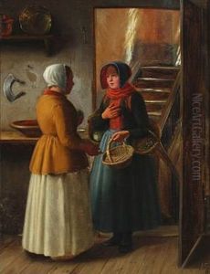 Two Women Talking In The Kitchen Door