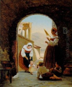 Italiensk Familieliv, Den Lille Laerer At Ga by Julius Friedlaender