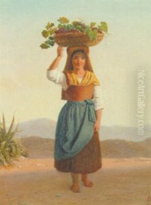 Italiensk Bondepige, Der Baerer En Kurv Med Vindruer Pa Hovedet