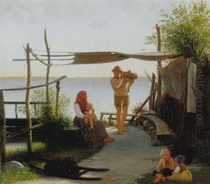 Parti Fra Et Fiskerleje by Julius Friedlaender