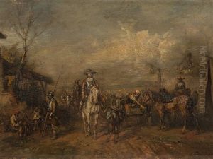Horsemen At A Tent Camp by Alfred Ritter von Malheim Friedlaender