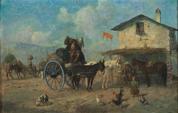 Conversation On The Country Road And Resting By The Tavern - view 1