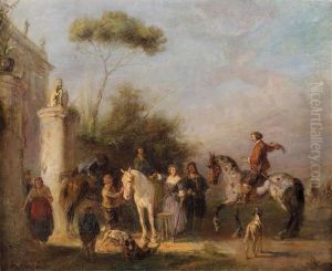 Galante Reitergesellschaft Am Schlossparktor by Alfred Ritter von Malheim Friedlaender
