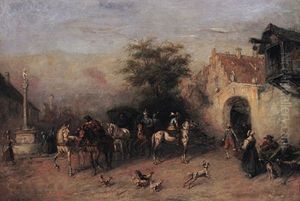 Vor Einer Herberge Anno 1600, Einkehr Einer Vornehmen Reisegesellschaft