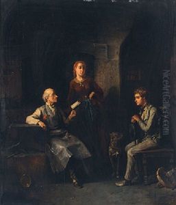 An Interior With A Master And His Pupil