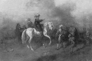 Szene Aus Dem Dreisigjahrigen Krieg - Ein Hauptmann Zu Pferde Gibt Seinen Soldaten Befehle