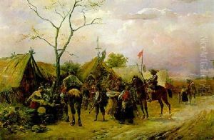 Vor Dem Zeltlager by Alfred Ritter von Malheim Friedlaender