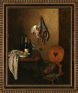 Still Life Fruits And Bottles On A Table by Camilla Edle von Malheim Friedlaender