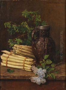 Stilleben Mit Bierkug Und Spargeln