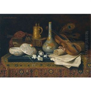 A Still Life With Chinese Artefacts And A Violin by Camilla Edle von Malheim Friedlaender