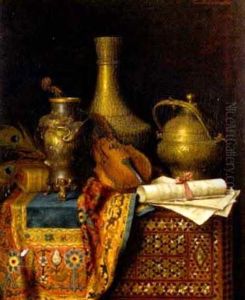 Stillleben Mit Orientalischen Gefasen, Geige Und Noten