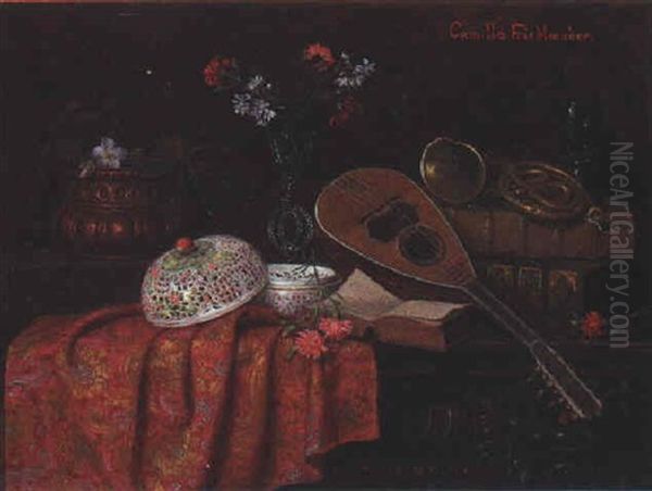 Stilleben Mit Porzellandose Und Laute - view 1