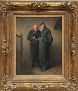 Zwei Veteranen Im Gesprach by Friedrich V. Malheim Friedlaender