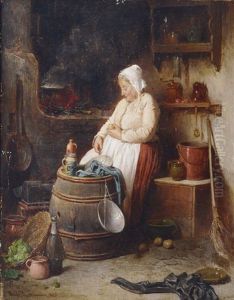 In The Kitchen by Friedrich V. Malheim Friedlaender