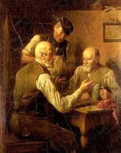 Interieur Mit Mannern Beim Gesprach by Friedrich V. Malheim Friedlaender