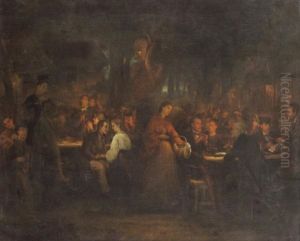 Beim Heurigen by Friedrich V. Malheim Friedlaender