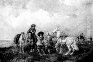 Reiter Im Gesprach by Friedrich V. Malheim Friedlaender