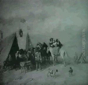 Damenbesuch Im Zeltlager by Friedrich V. Malheim Friedlaender