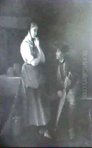 Junges Bauernpaar In Der Stube by Friedrich V. Malheim Friedlaender