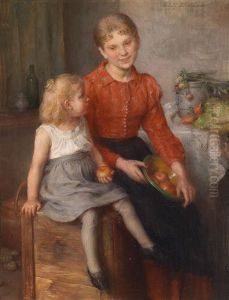 Das Schwesternpaar by Hedwig Edle von Malheim Friedlaender