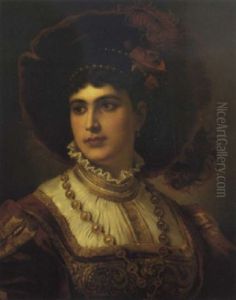 Portrait Einer Jungen Frau In Historisierender Renaissance-tracht