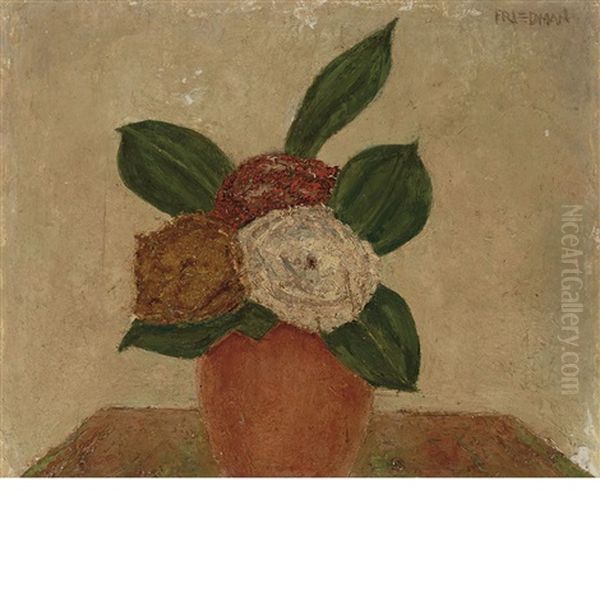 Flowers In A Terra Cotta Vase (small Orange Vase Of Flowers) - view 1