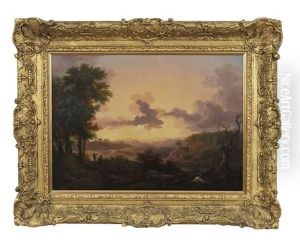 Figure In An Extensive Landscape At Sunset