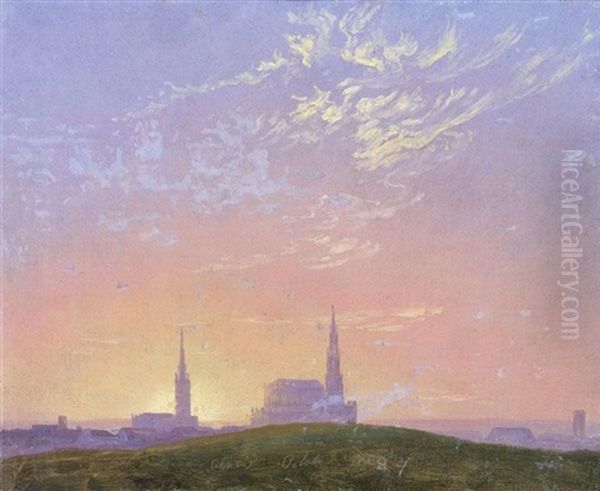 Abend: Sonnenuntergang Hinter Der Dresdener Hofkirche (evening: Sunset Behind Dresden's Hofkirche) - view 1