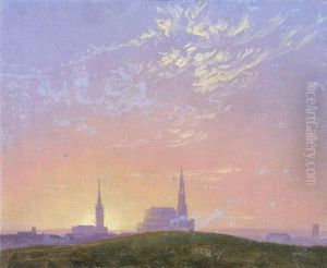 Abend: Sonnenuntergang Hinter Der Dresdener Hofkirche (evening: Sunset Behind Dresden's Hofkirche) by Caspar David Friedrich
