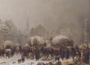 Winterliches Markttreiben by Gustav Adolf Friedrich