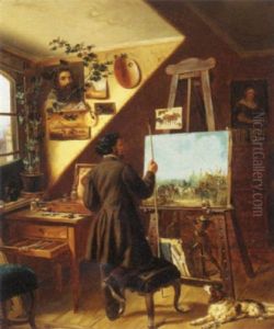 Painting The Horse Fair In The Artist's Studio