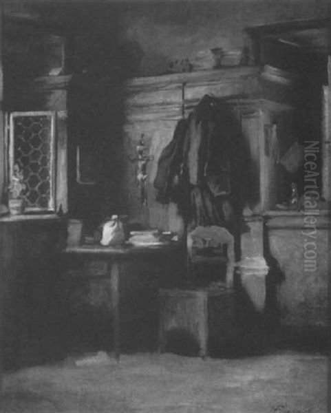 Interieur Mit Schreibtisch Am Geoffneten Fenster - view 1